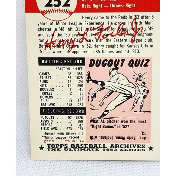 Henry Foiles Cincinnati Reds 1953 Topps Baseball Card - Vintage Reprint - Picture 4 of 6